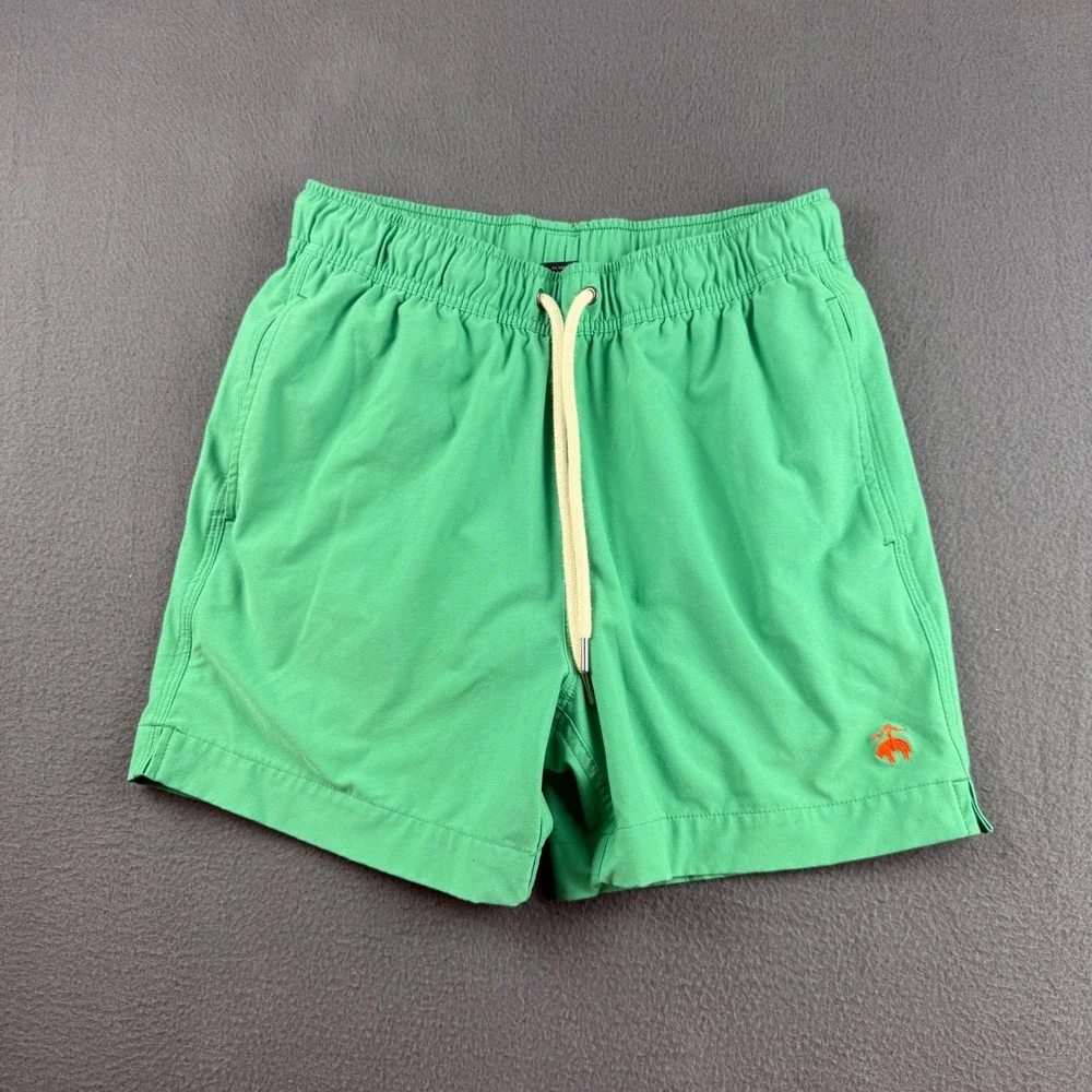 Brooks Brothers Swim Trunks Men's S Green Mesh Lined Drawstring Board Shorts